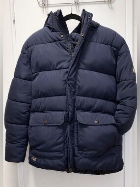 Point Zero Men's Navy Hooded Puffer Coat